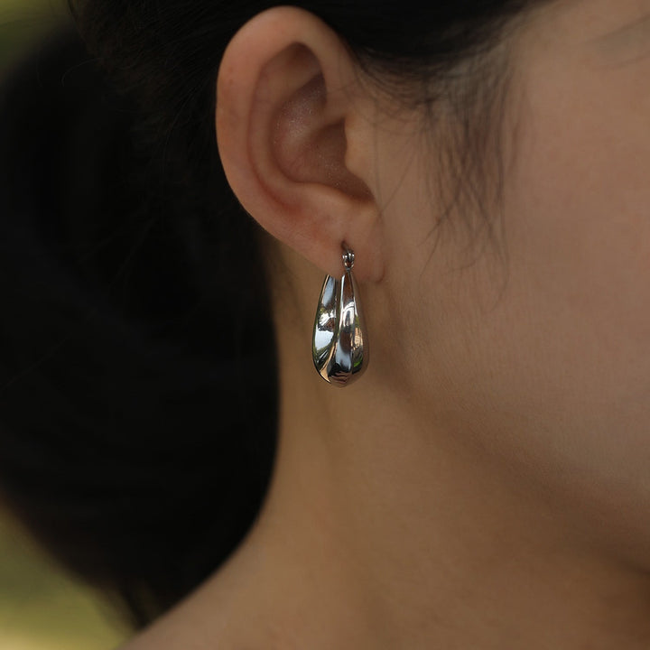 ARINA Silver Chunky Shaped Hoop Earrings