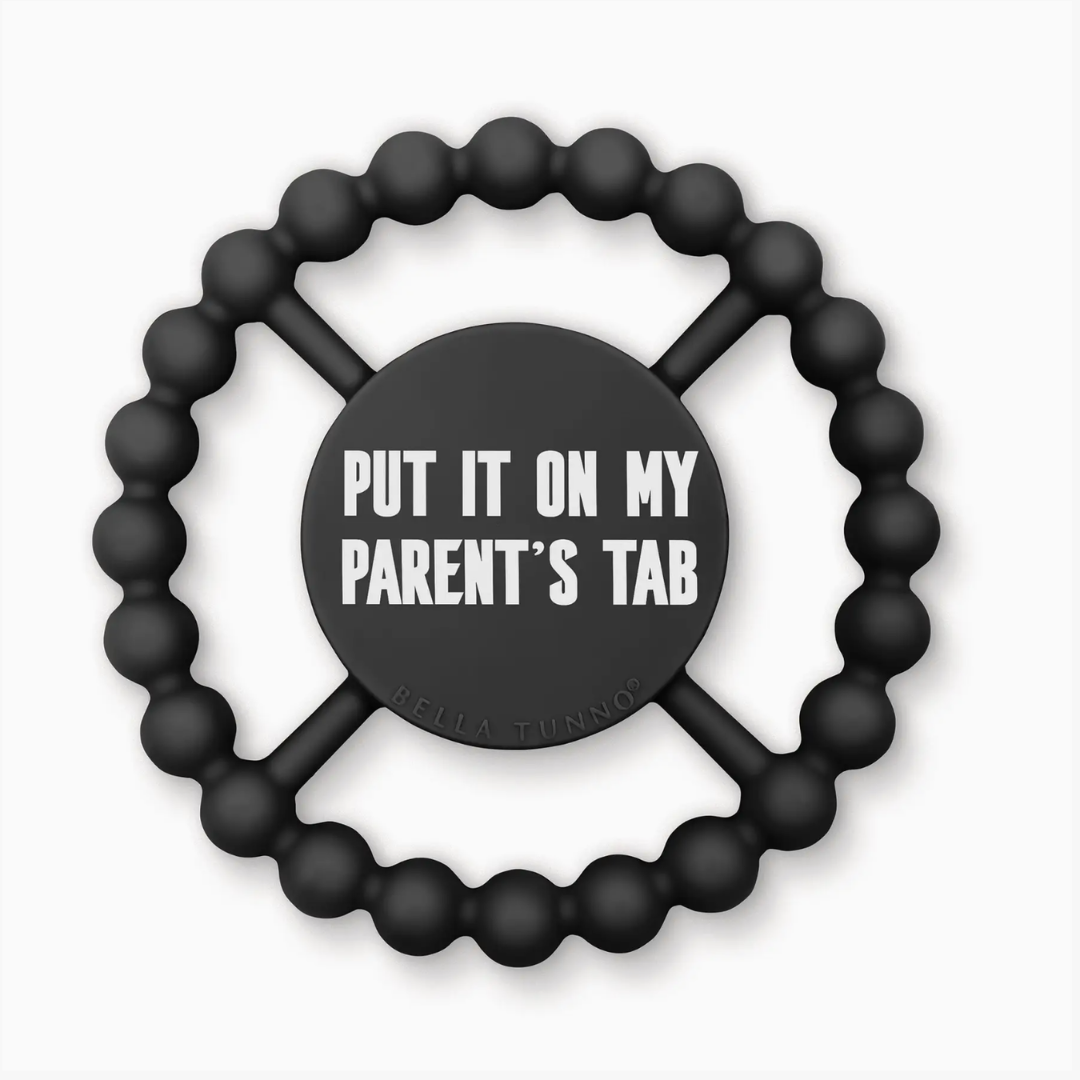 Bella Tunno Parent's Tab Happy Teether silicone baby teething ring