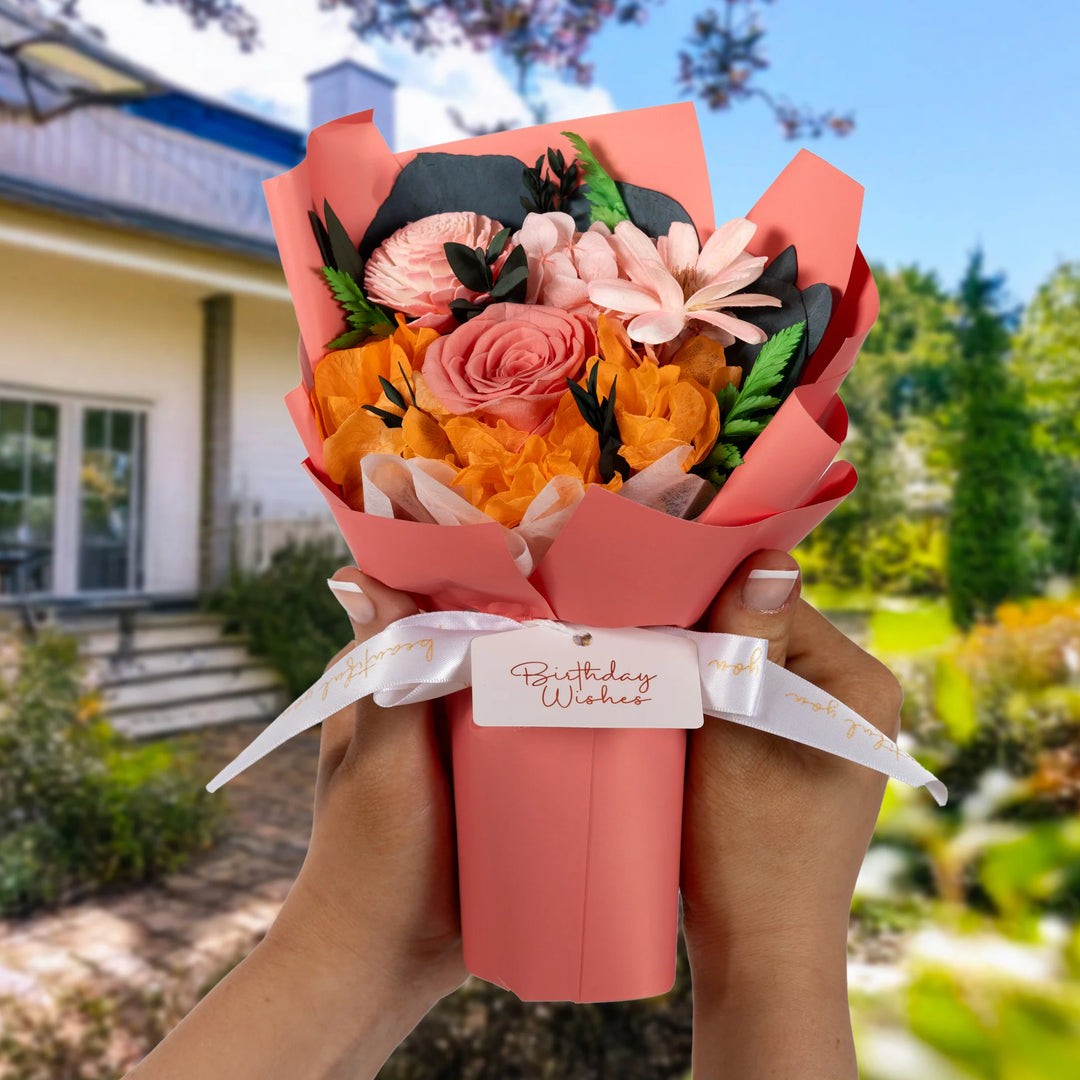 Birthday - Coral Preserved Floral Bouquet