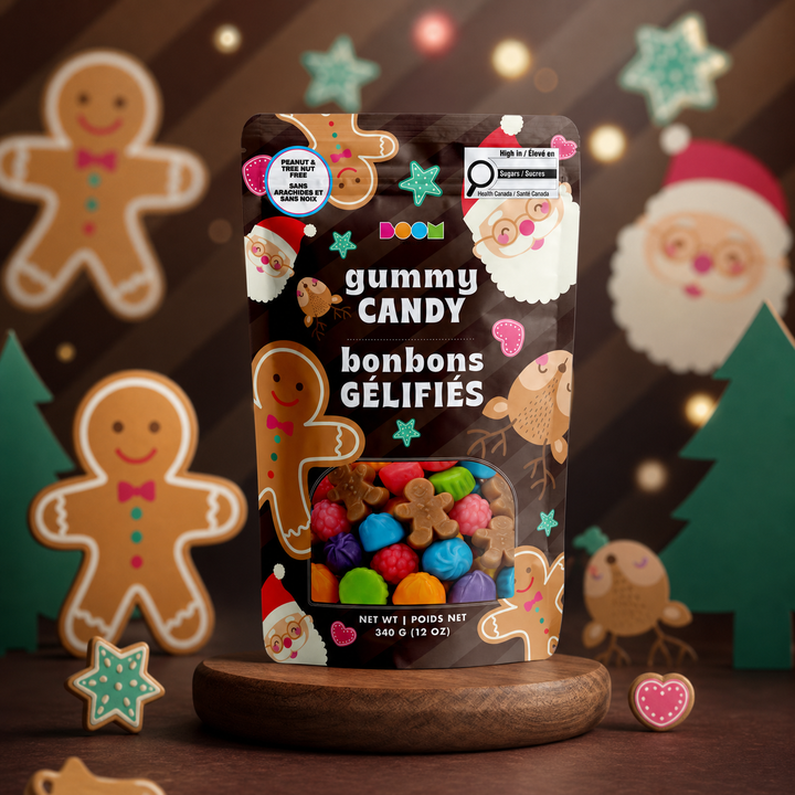 Boom Candy Santa, Gingerbread Men &amp; Reindeer gummy candy 340g bag