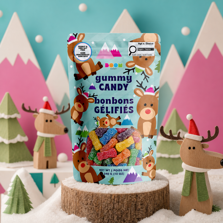Boom Candy Sitting Reindeer sour gummy candy 340g bag