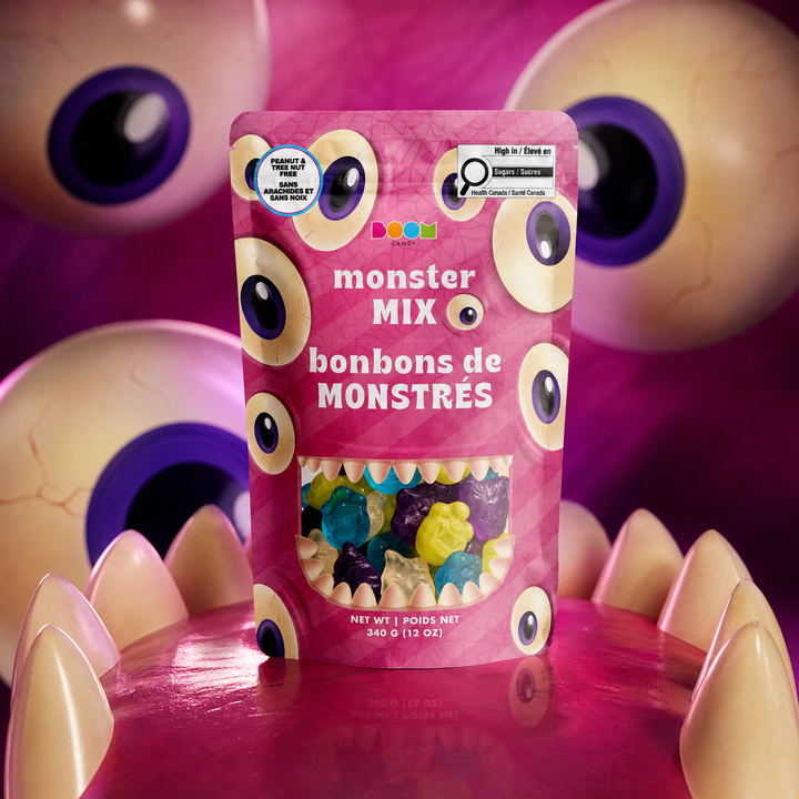 Boom Candy Pink Eyeball Monster assorted gummy candy 340g bag