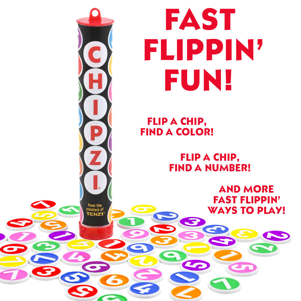CHIPZI game with colourful numbered chips