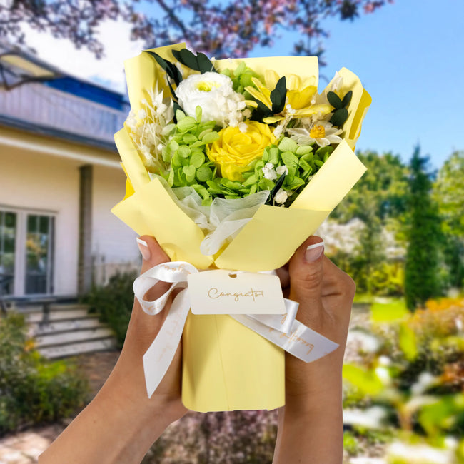 Congratulations - Yellow Preserved Floral Bouquet