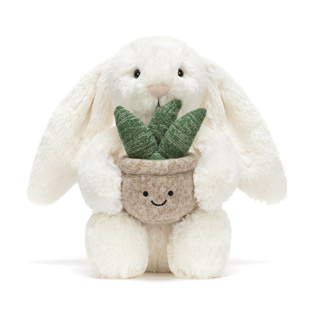 Cream Bunny With Plant | Jellycat