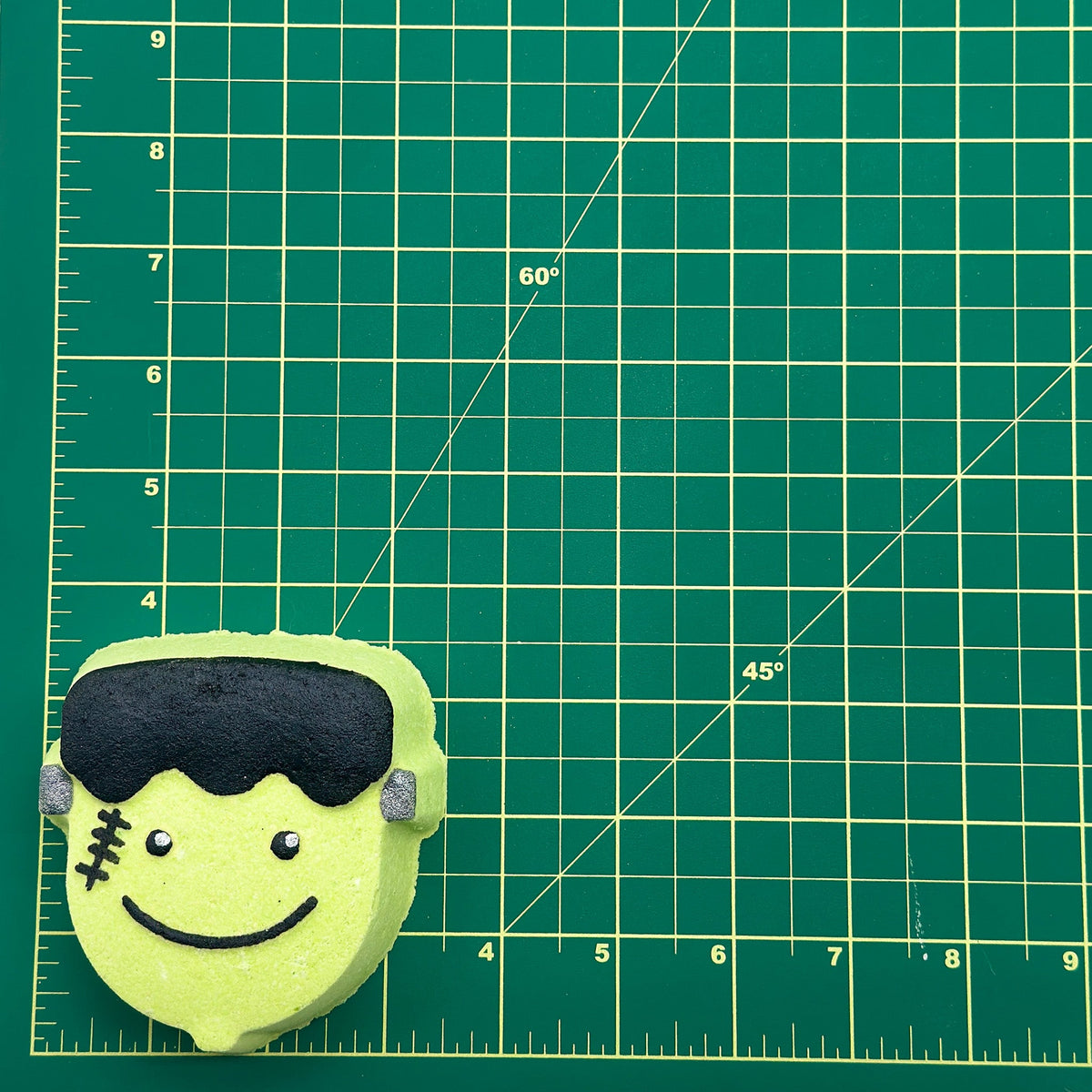 Halloween Cute Frankenstein bath bomb size reference