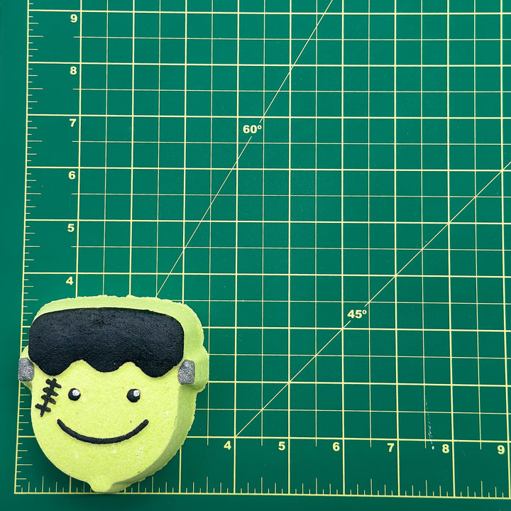 Halloween Cute Frankenstein bath bomb size reference
