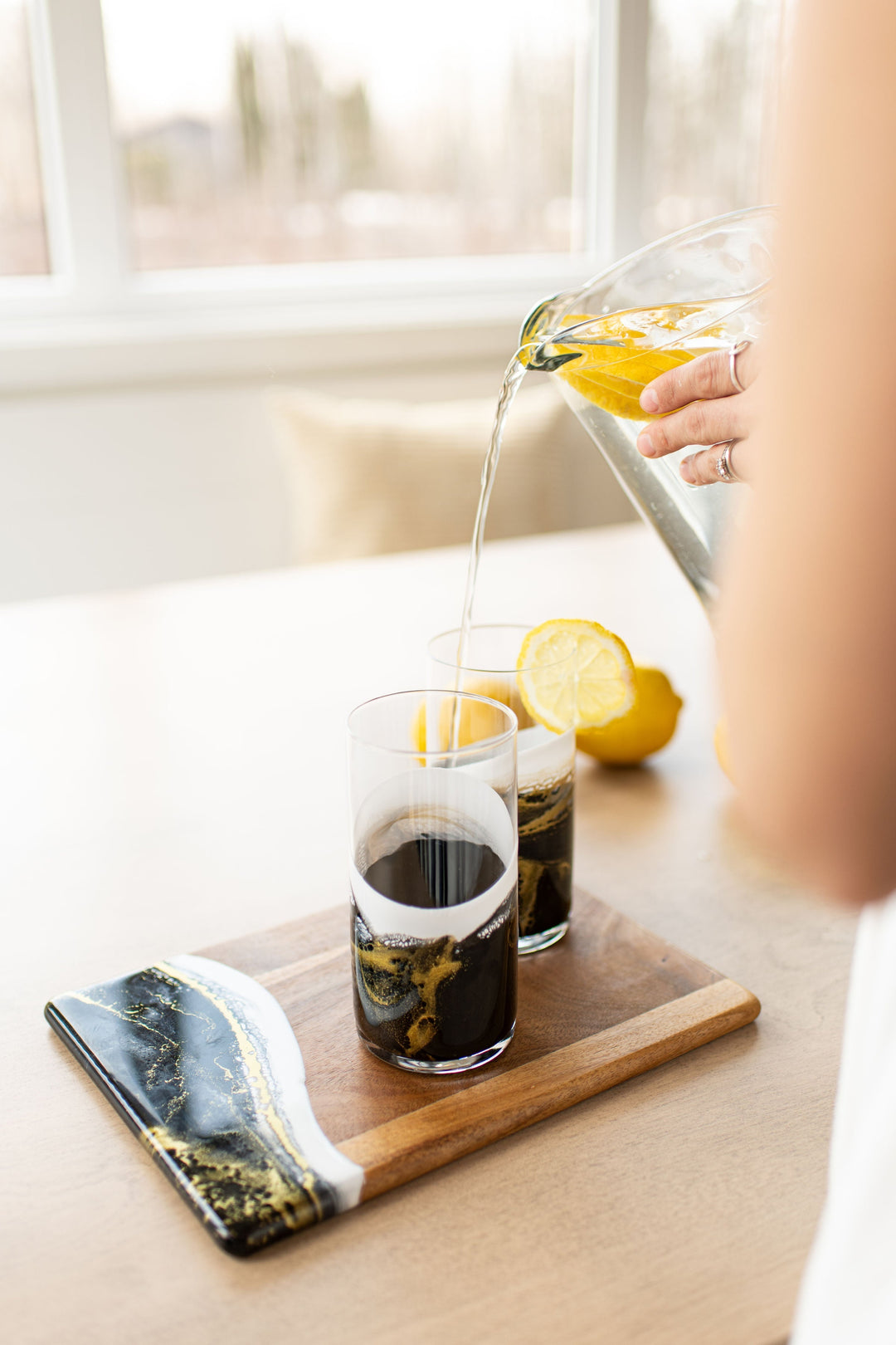 Lynn &amp; Liana Resin Accented Highball Glass - Onyx
