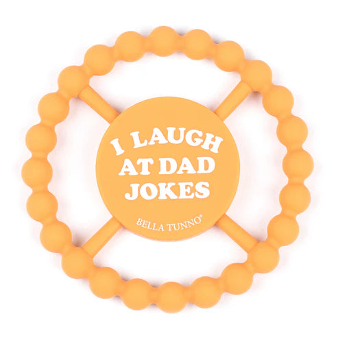 I Laugh At Dad Jokes Teether Yellow