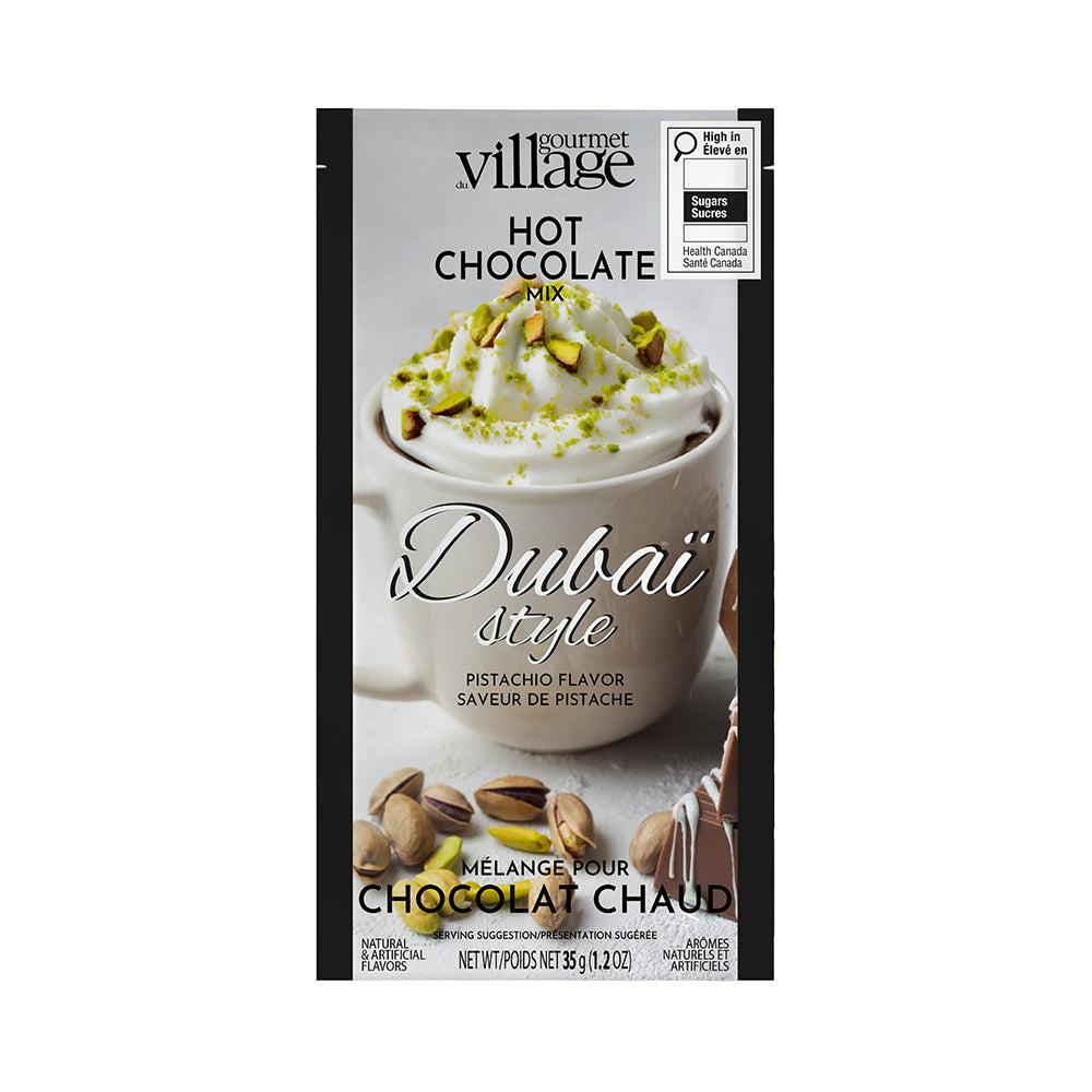 Dubai Style pistachio hot chocolate pouch by Gourmet du Village