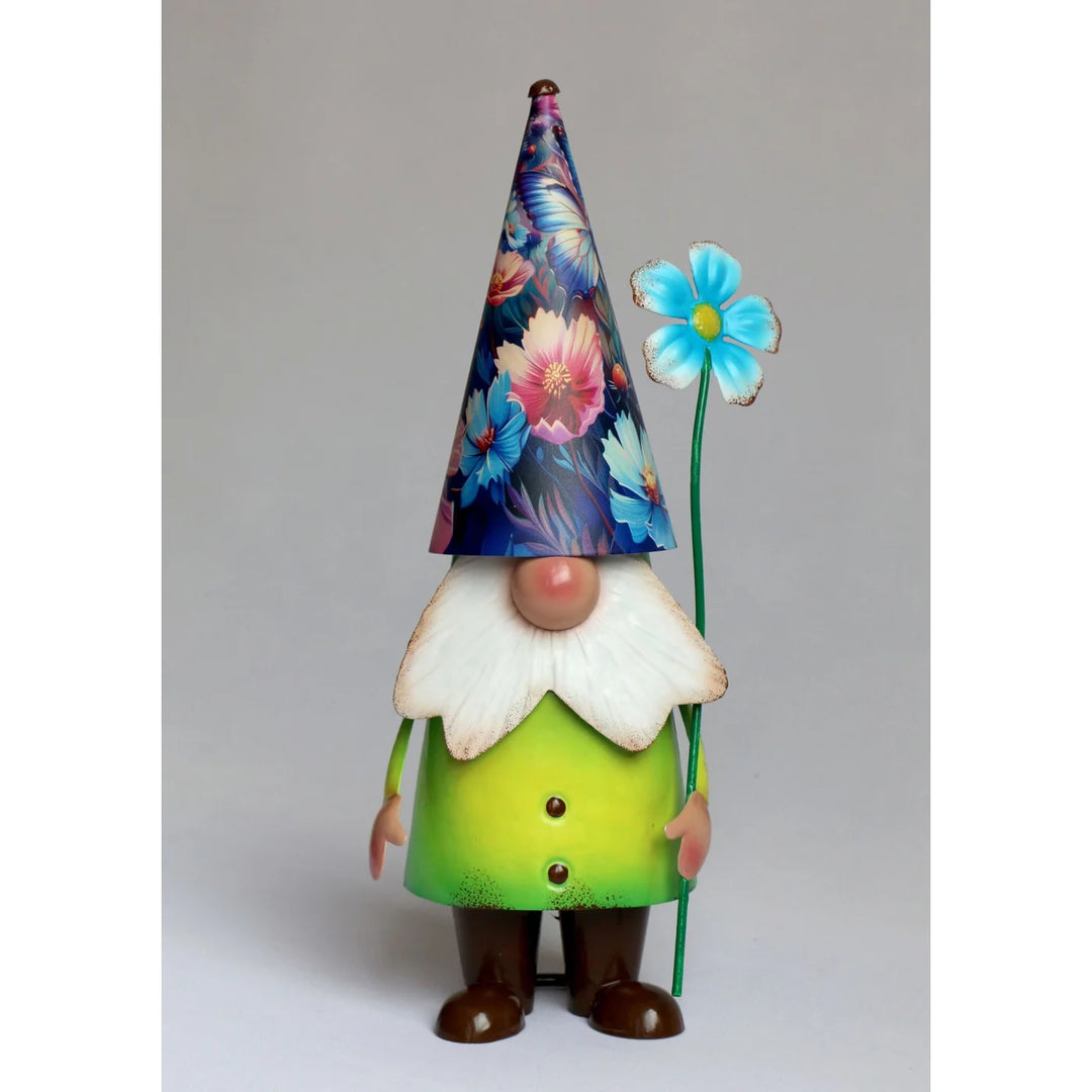 Green Metal Gnome | Garden Statuary