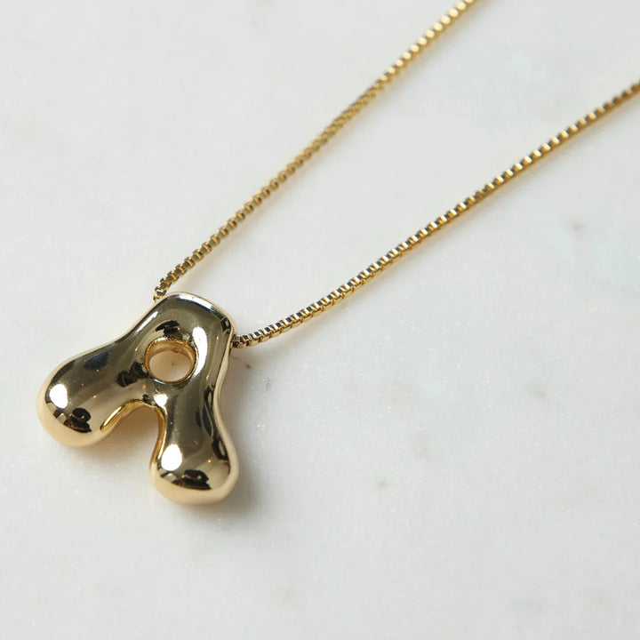 Glossy Bubble Letter Initial | Necklace