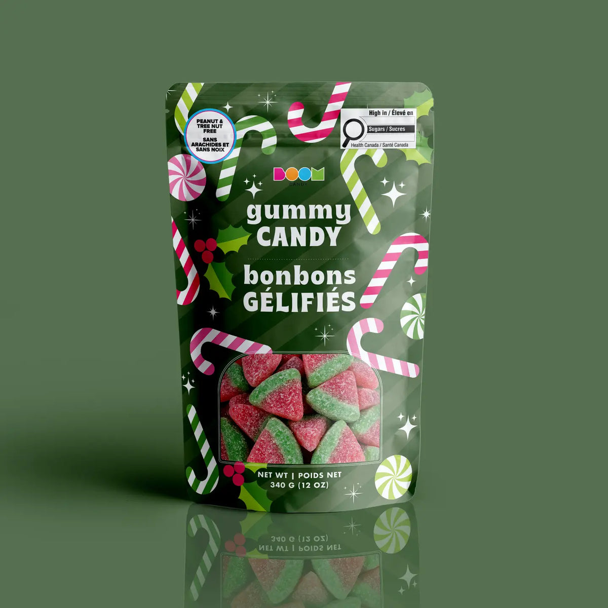 Boom Candy Green Candy Canes bag front