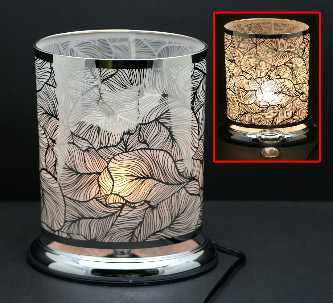 Silver Feather Lg Lamp w/ Scented Oil Holder | Touch Lamp