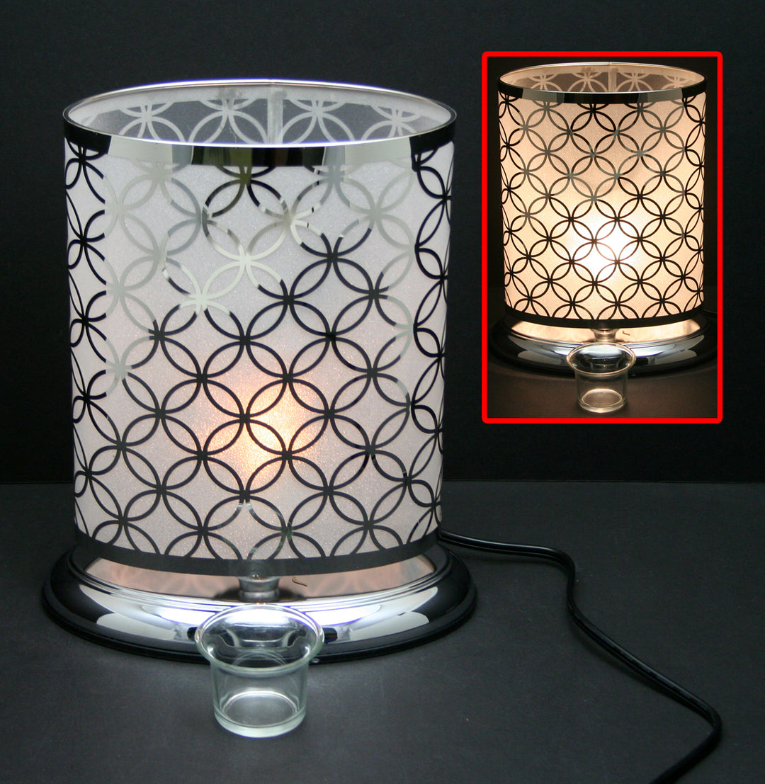 Silver Circles Lamp w/ Scented Oil Holder | Touch Lamp