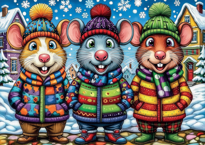 Mice in Mittens 1000 piece Delfy puzzle artwork