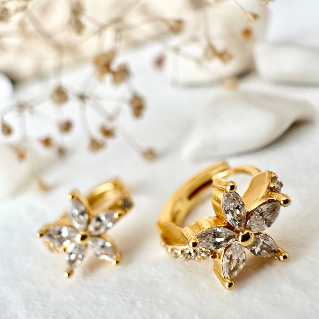 Minata Rhinestone Flower Hoop | Earrings