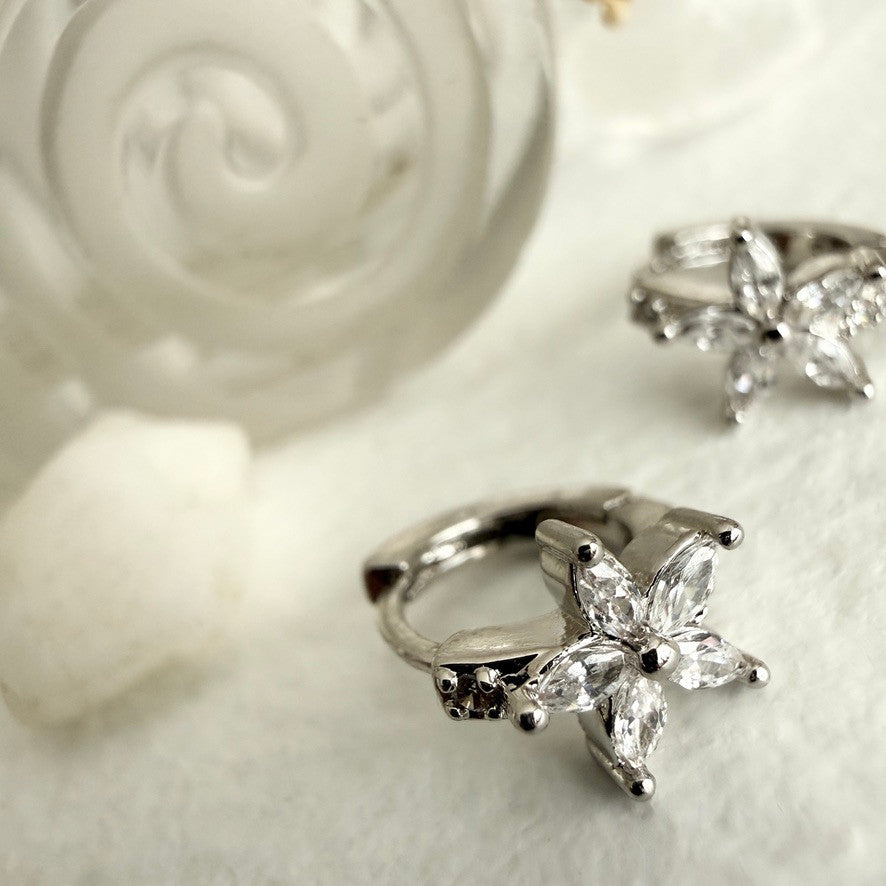 Minata Rhinestone Flower Hoop | Earrings