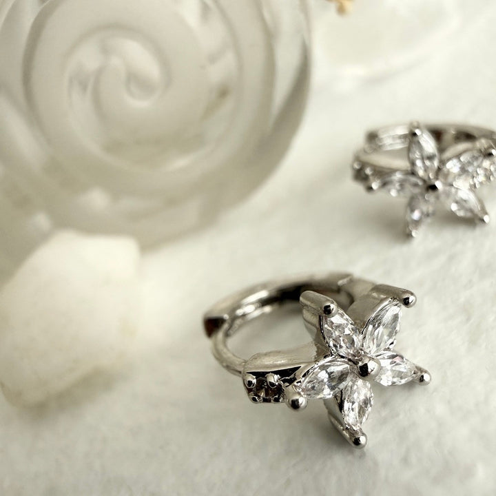 Minata Rhinestone Flower Hoop | Earrings