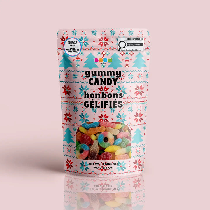 Boom Candy Pink &amp; Blue Christmas bag front