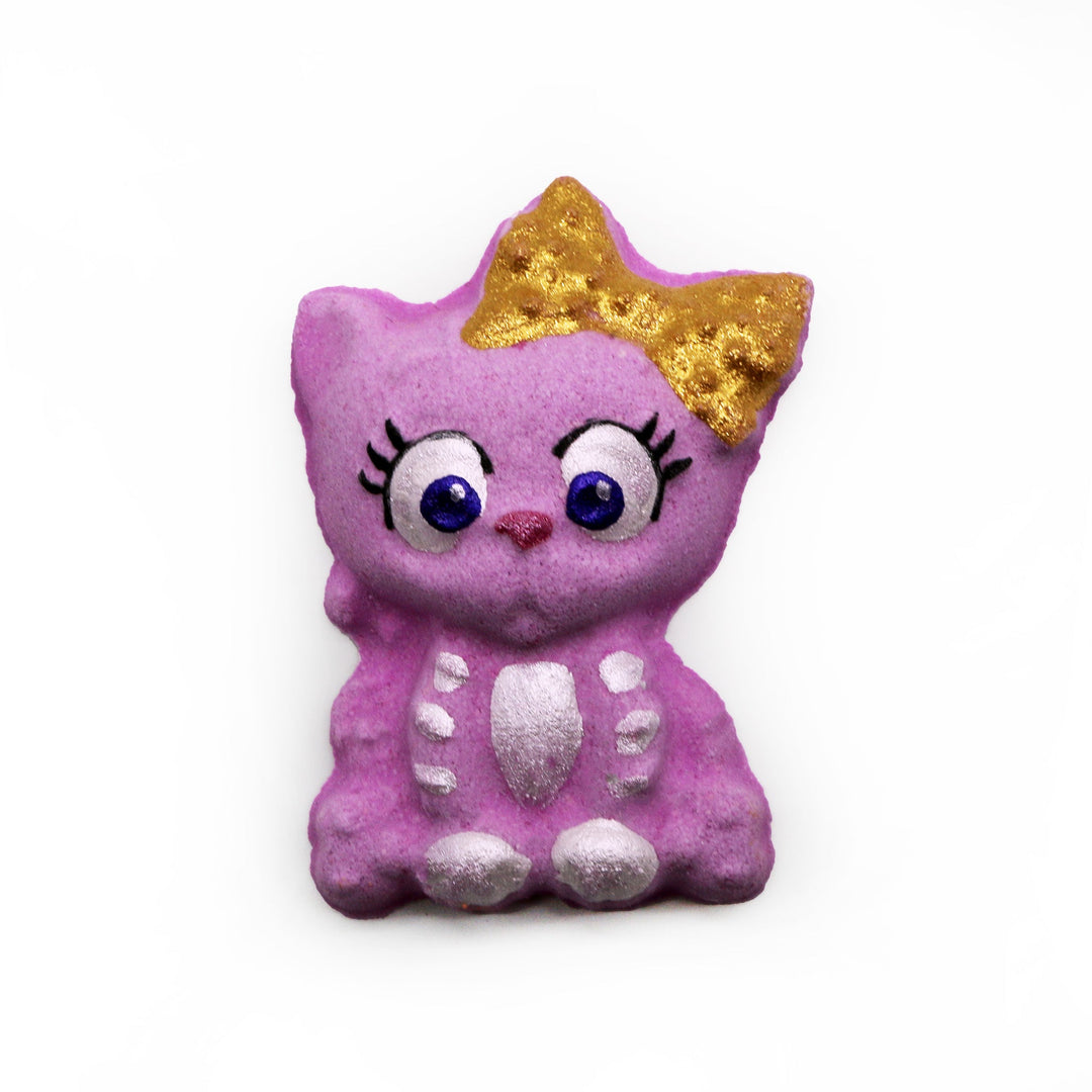 Purple Cat with Bow Bath Bomb - purple cat-shaped bath bomb with bow by The Bomb Bar