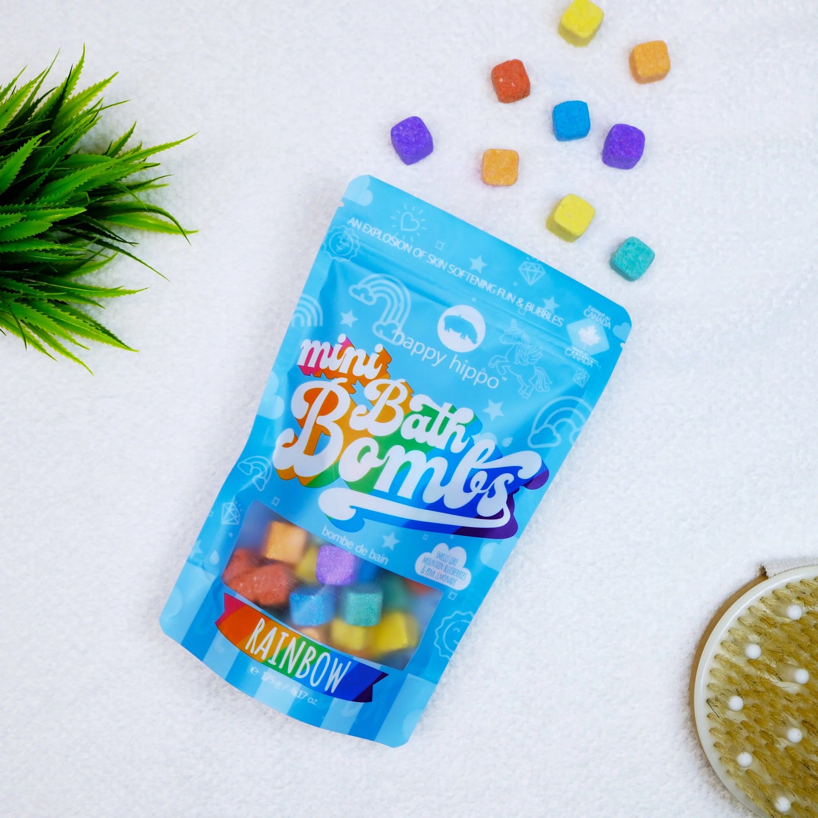 Rainbow Mini Bath Bomb Bag by Happy Hippo — vibrant rainbow-colored mini bath bombs with a bright Miami-inspired scent