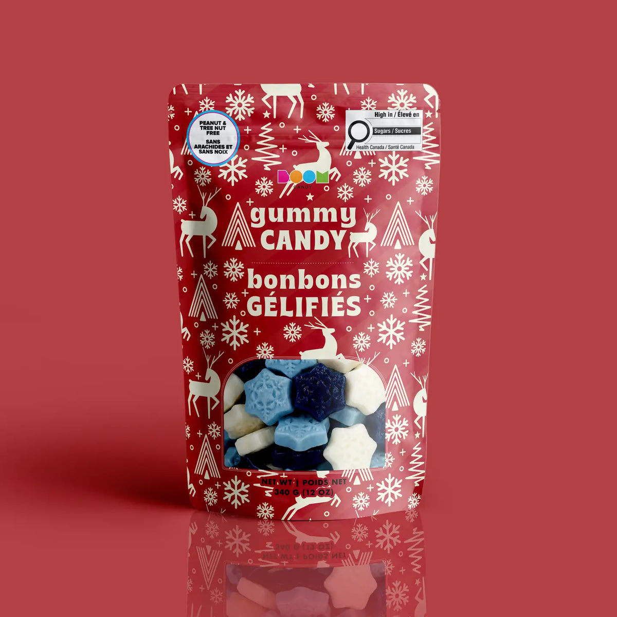 Boom Candy Reindeer & Snowflakes bag front