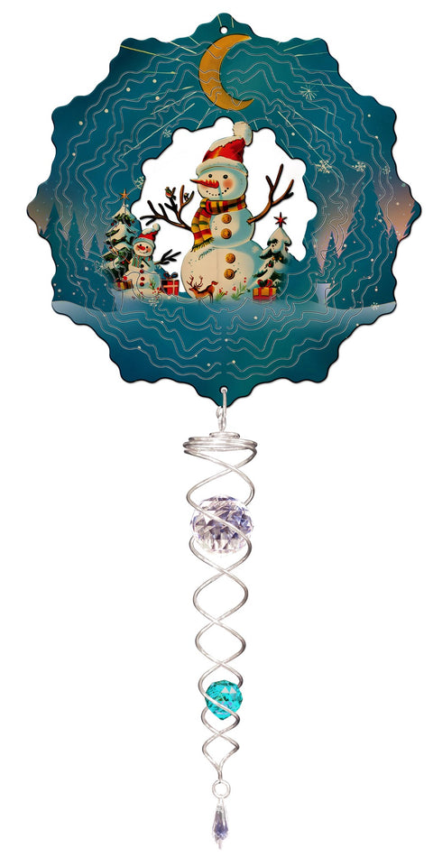 Snowman With Crystal Wind Spinner
