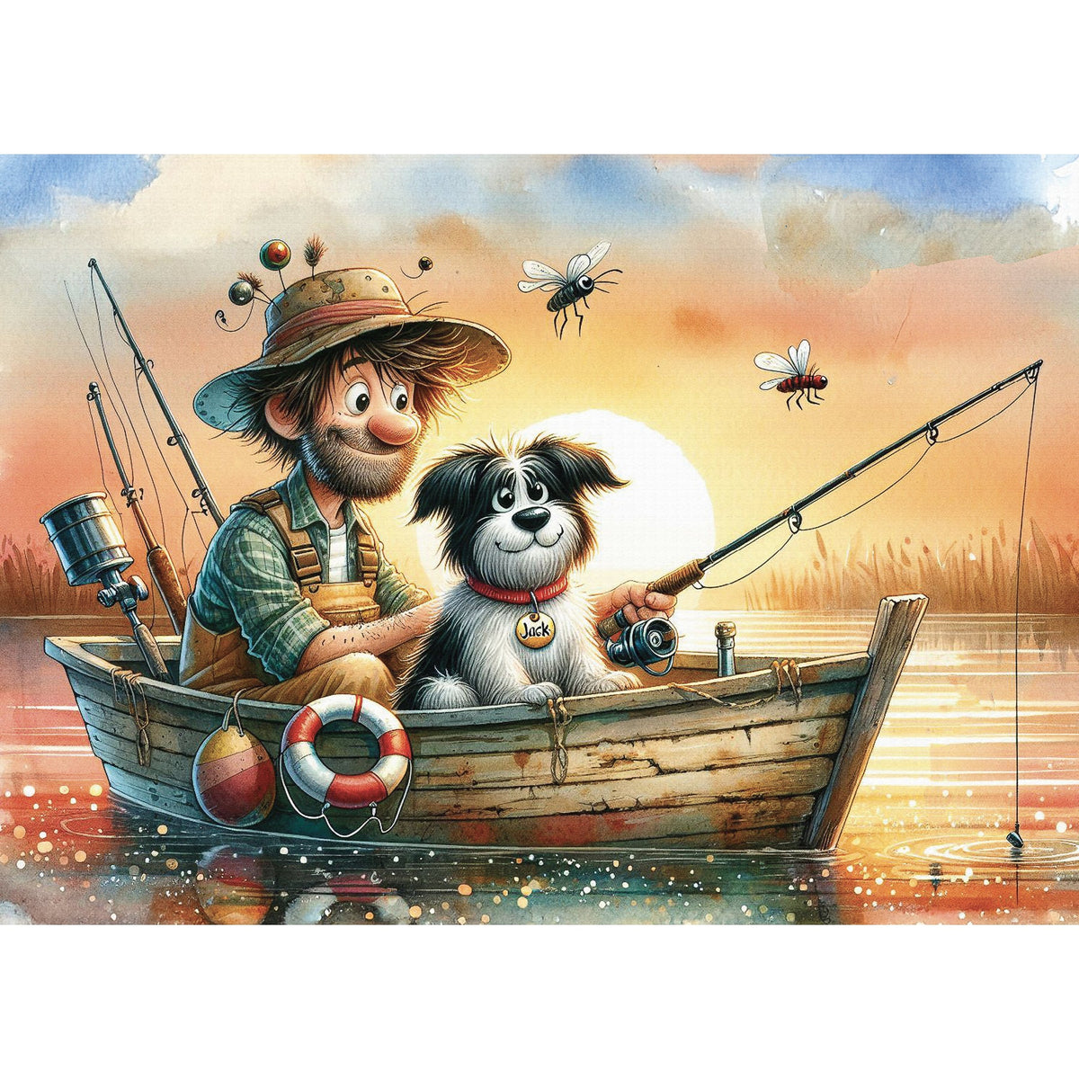 Sunset Fishing Friends 1000 piece Delfy puzzle artwork