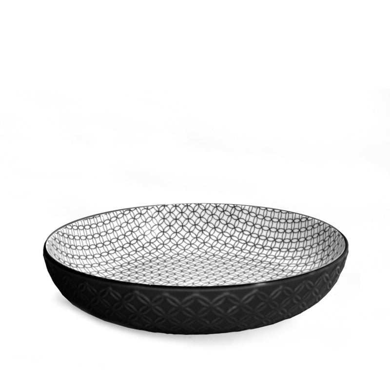Textured Shallow Bowl - Black &amp; White