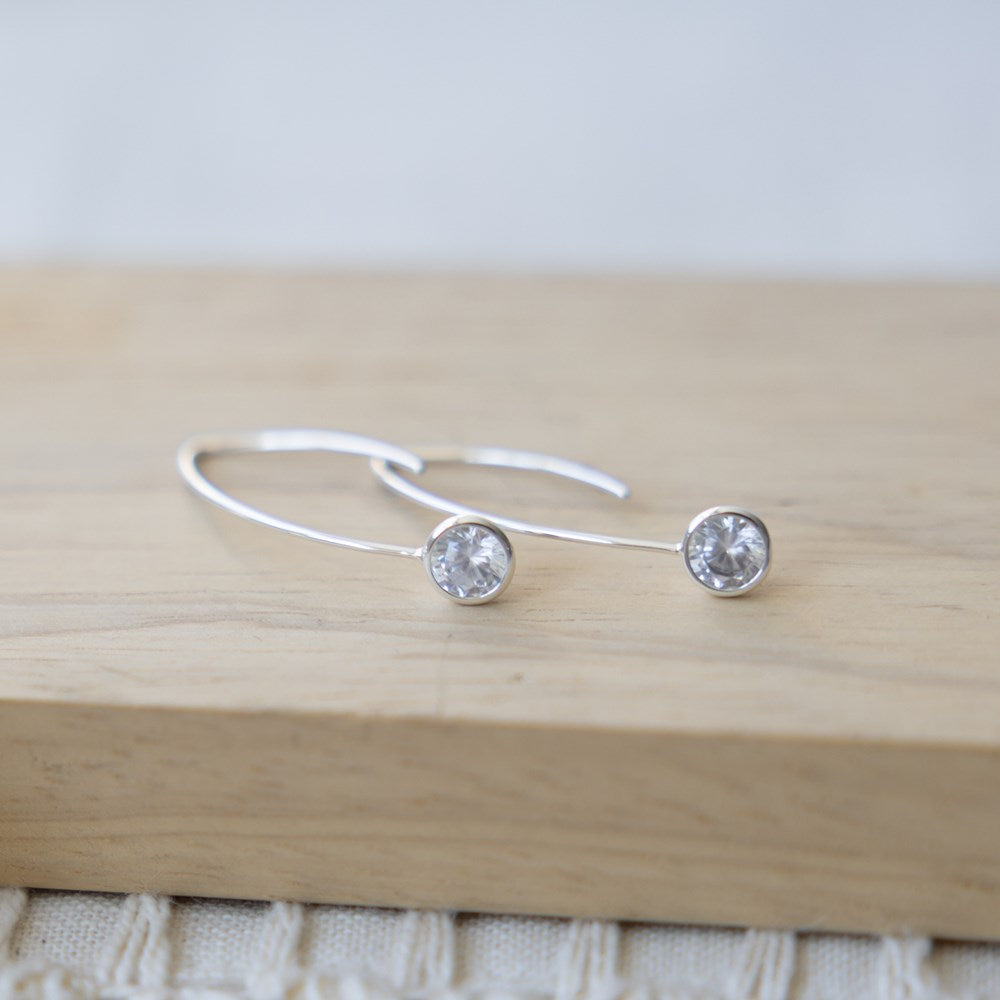 Glee Jewelry Wren Earrings in silver with clear stone