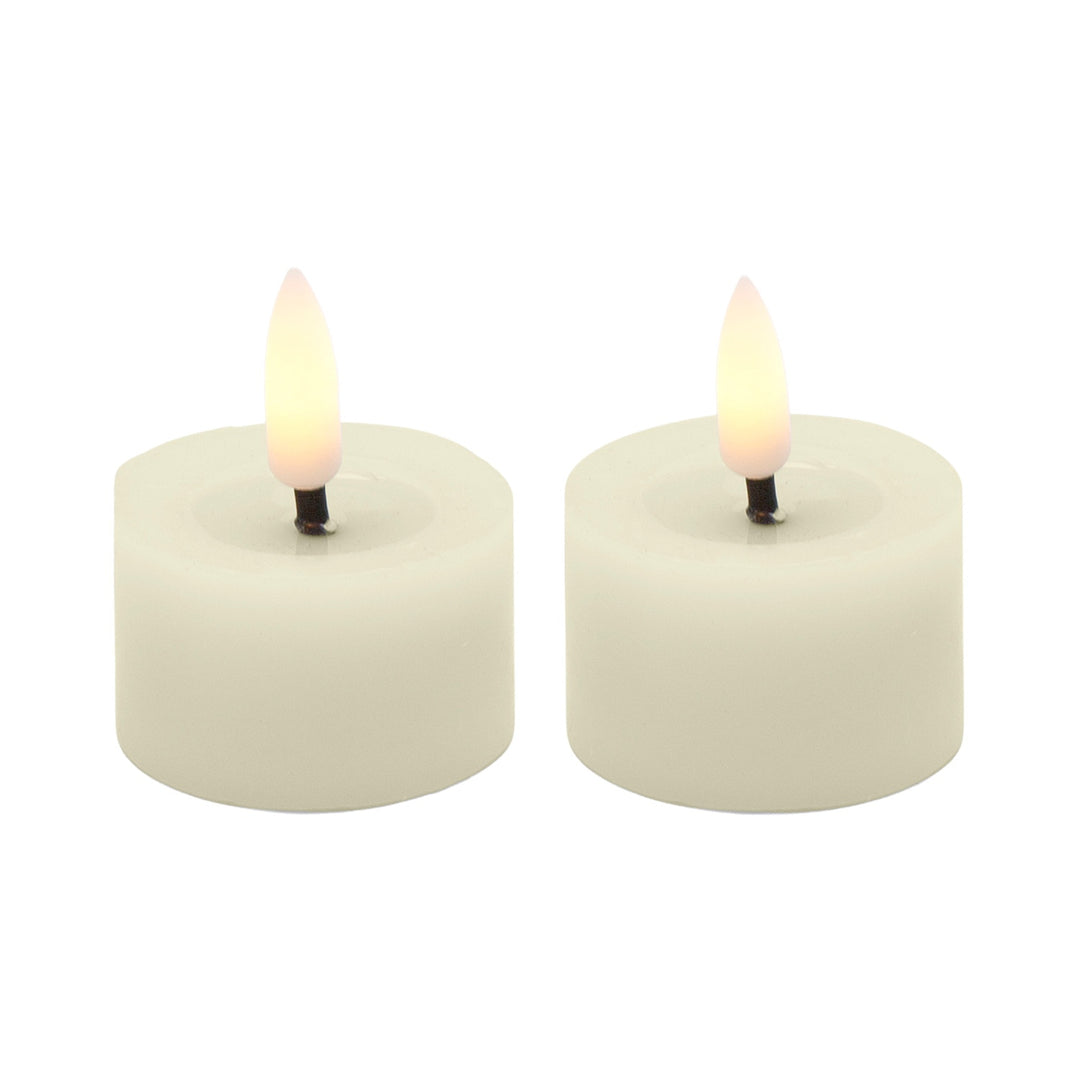 White LED tea light candle with realistic 3D flicker flame