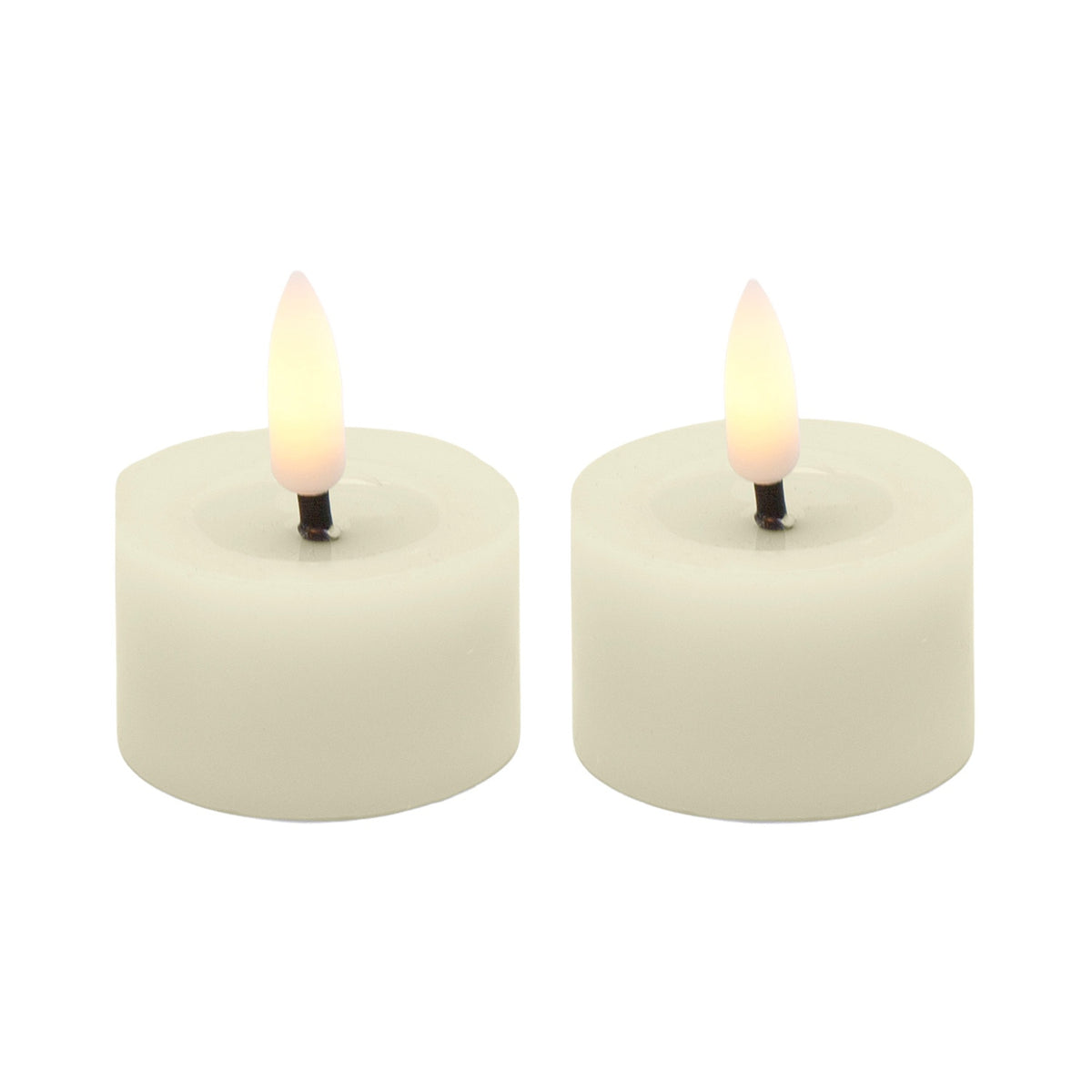 White LED tea light candle with realistic 3D flicker flame