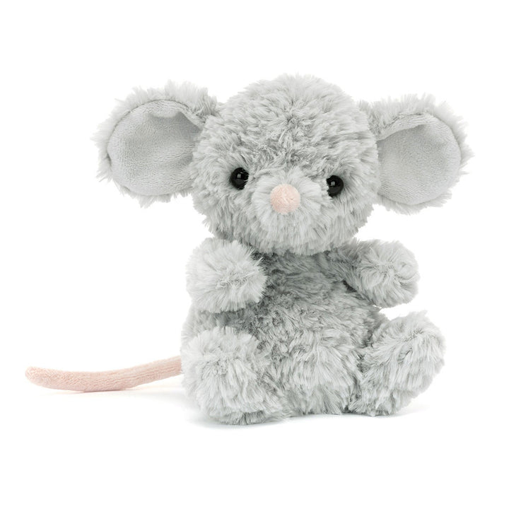 Yummy Mouse by Jellycat — soft grey plush mouse with pink nose and curled tail