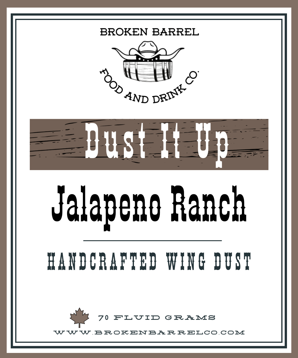 Jalapeno Ranch Wing Dust label, Broken Barrel Food and Drink Co.