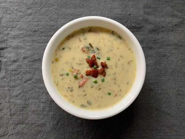 Bacon, Potato &amp; Leek Soup prepared