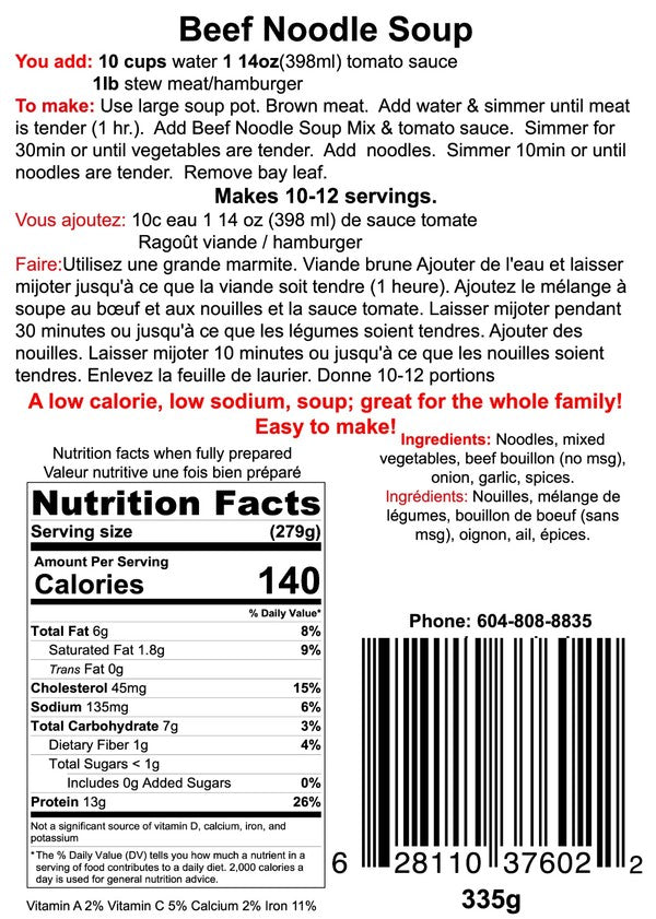 Beef Noodle Soup label