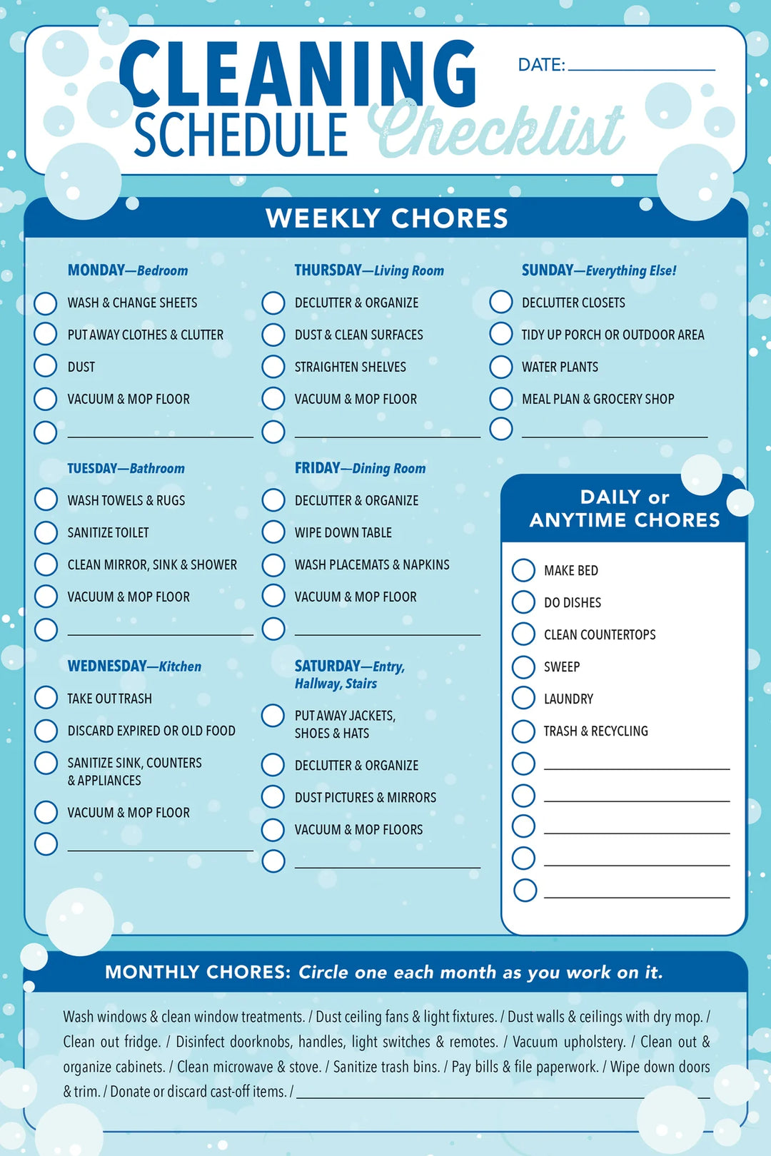 Cleaning Schedule Checklist | Notepad