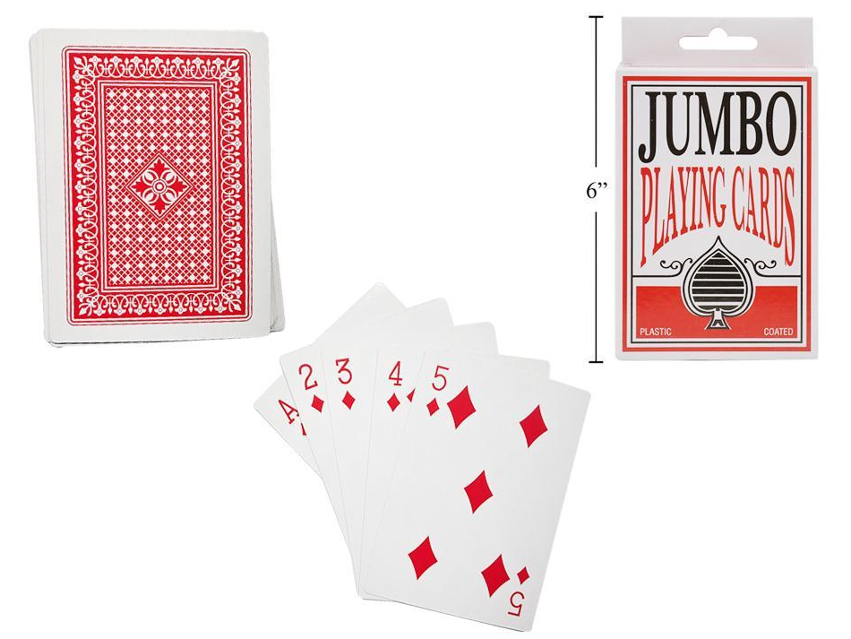 Jumbo index playing cards in hand