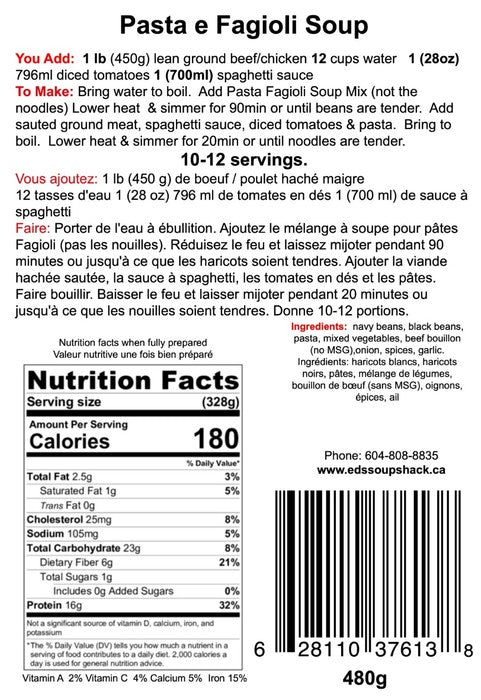 Pasta e Fagioli Soup label