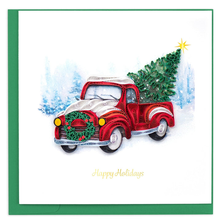 Christmas Truck quilled greeting card