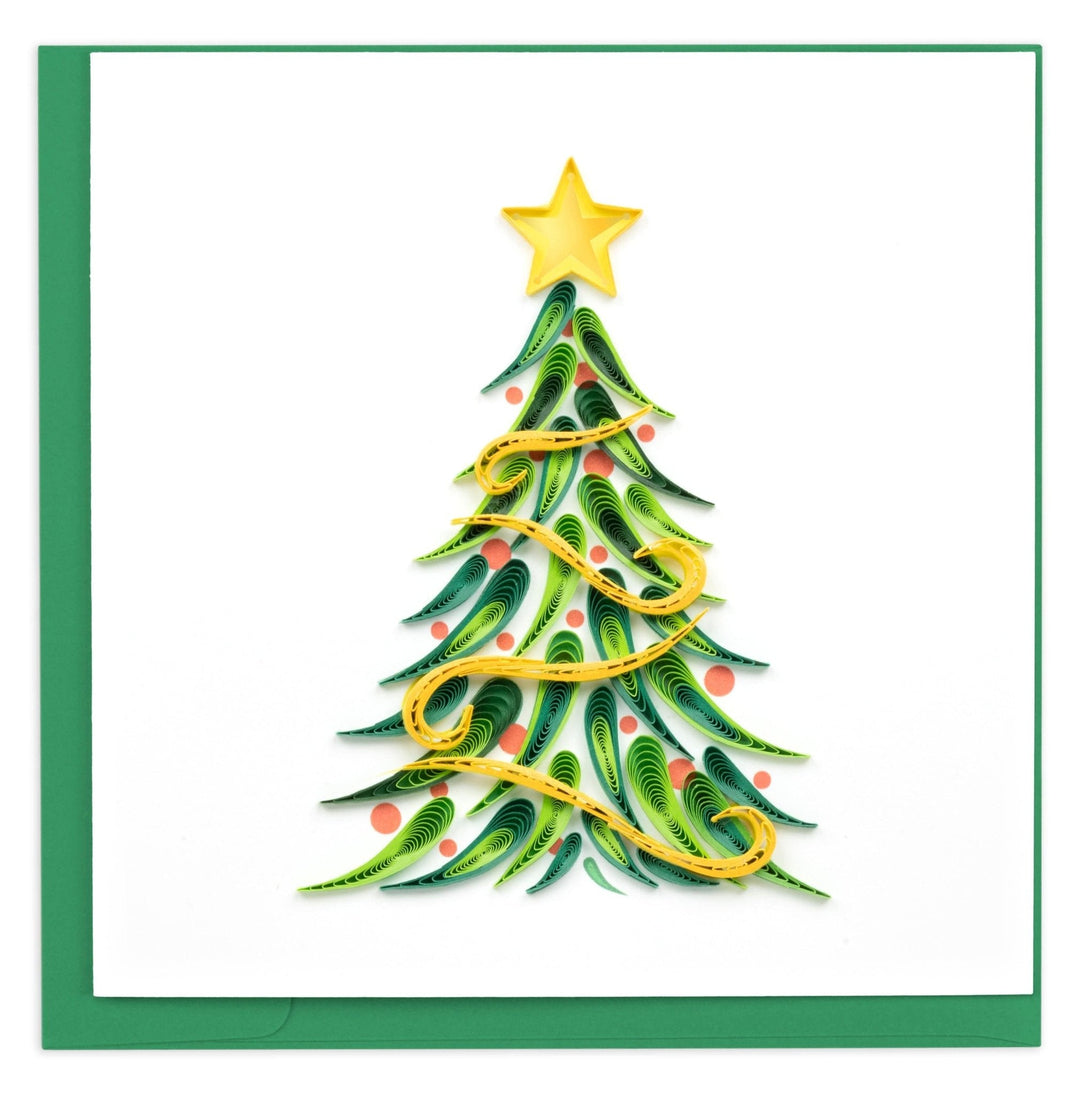 Gold Garland Christmas Tree quilled greeting card