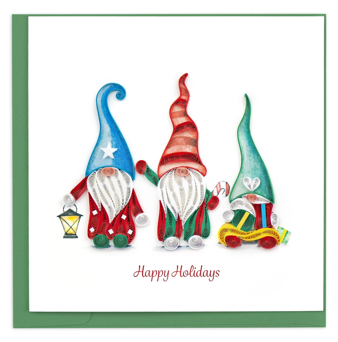 Holiday Gnomes quilled greeting card
