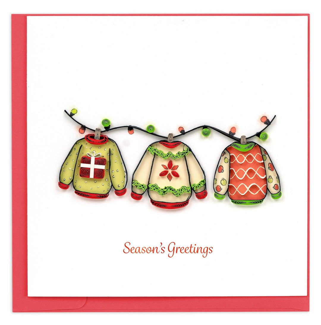 Holiday Sweaters quilled greeting card