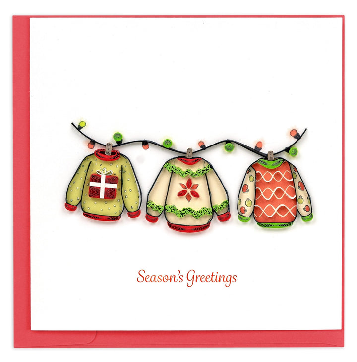 Holiday Sweaters quilled greeting card