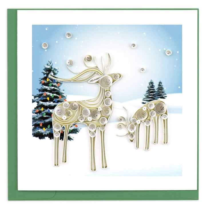 Snowy Reindeer quilled greeting card