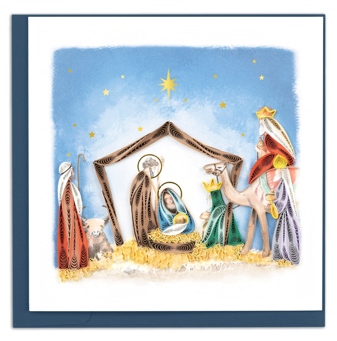 Nativity Scene quilled Christmas card