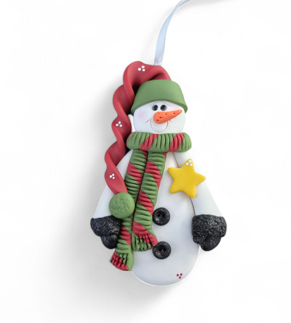 Tall, Skinny Snowman — Clayful Creations clay ornament
