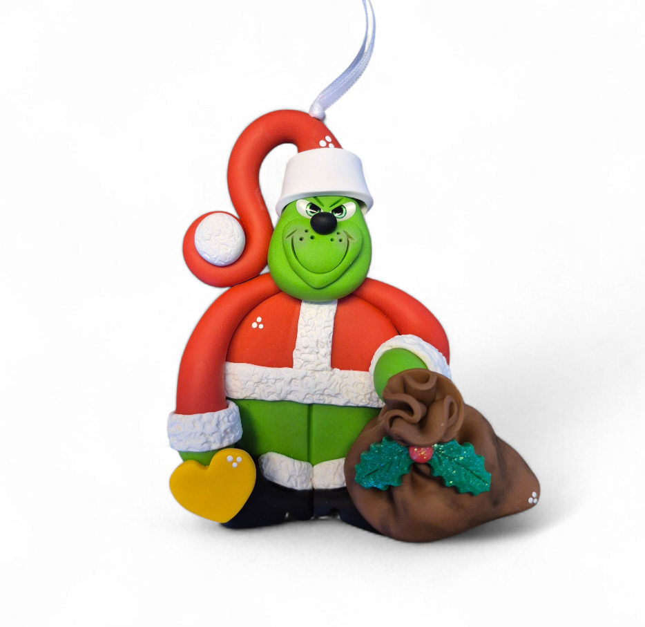 Grinch — Clayful Creations clay ornament