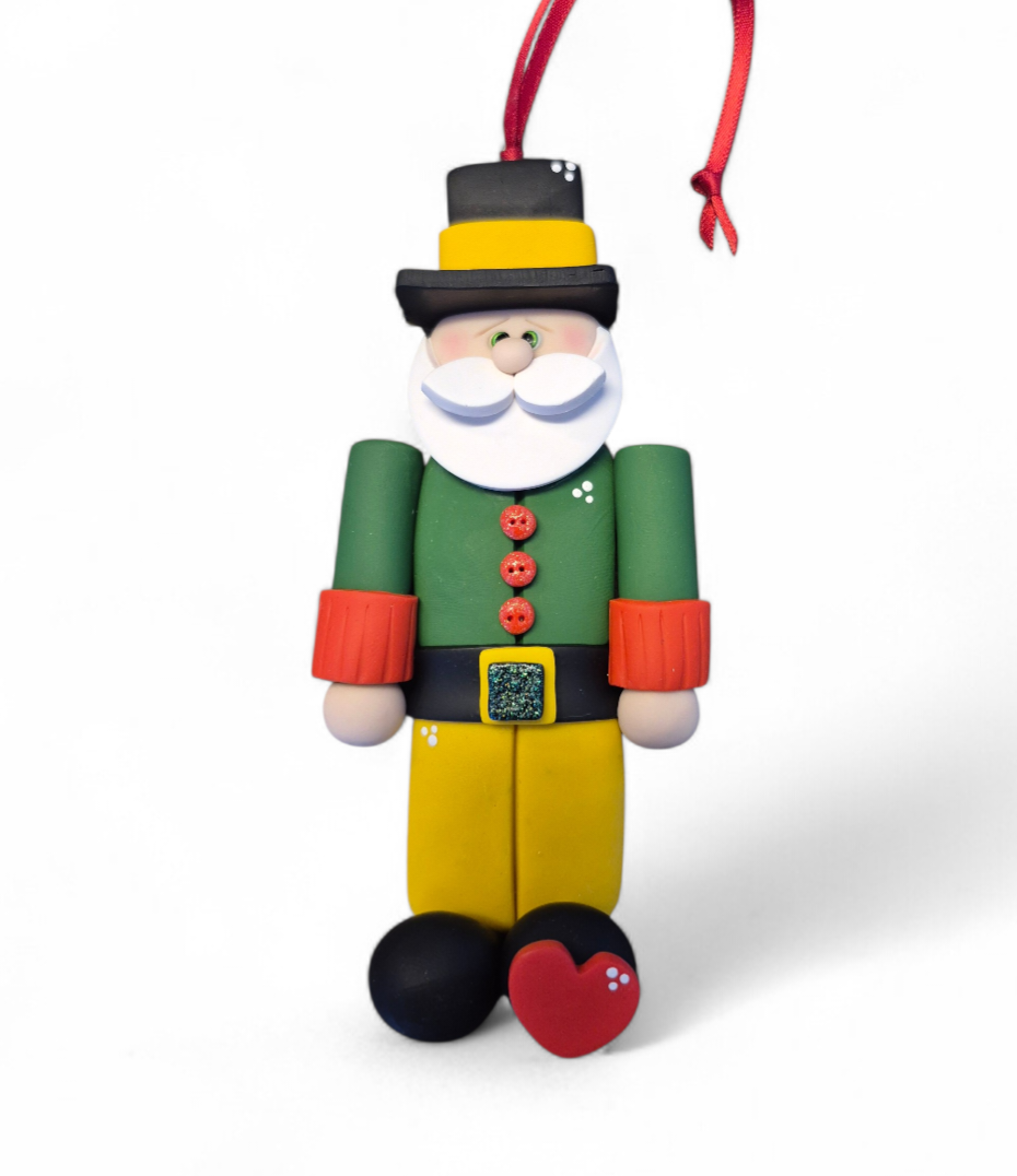Nutcracker Santa — Clayful Creations clay ornament